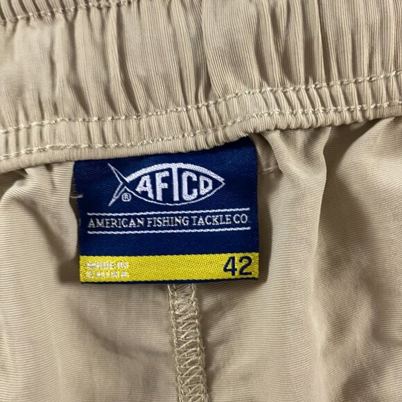 AFTCO Shorts Mens 42 Hybrid Fishing Swim Trunks Hiking Outdoors Khaki Drawstring - Picture 7 of 13